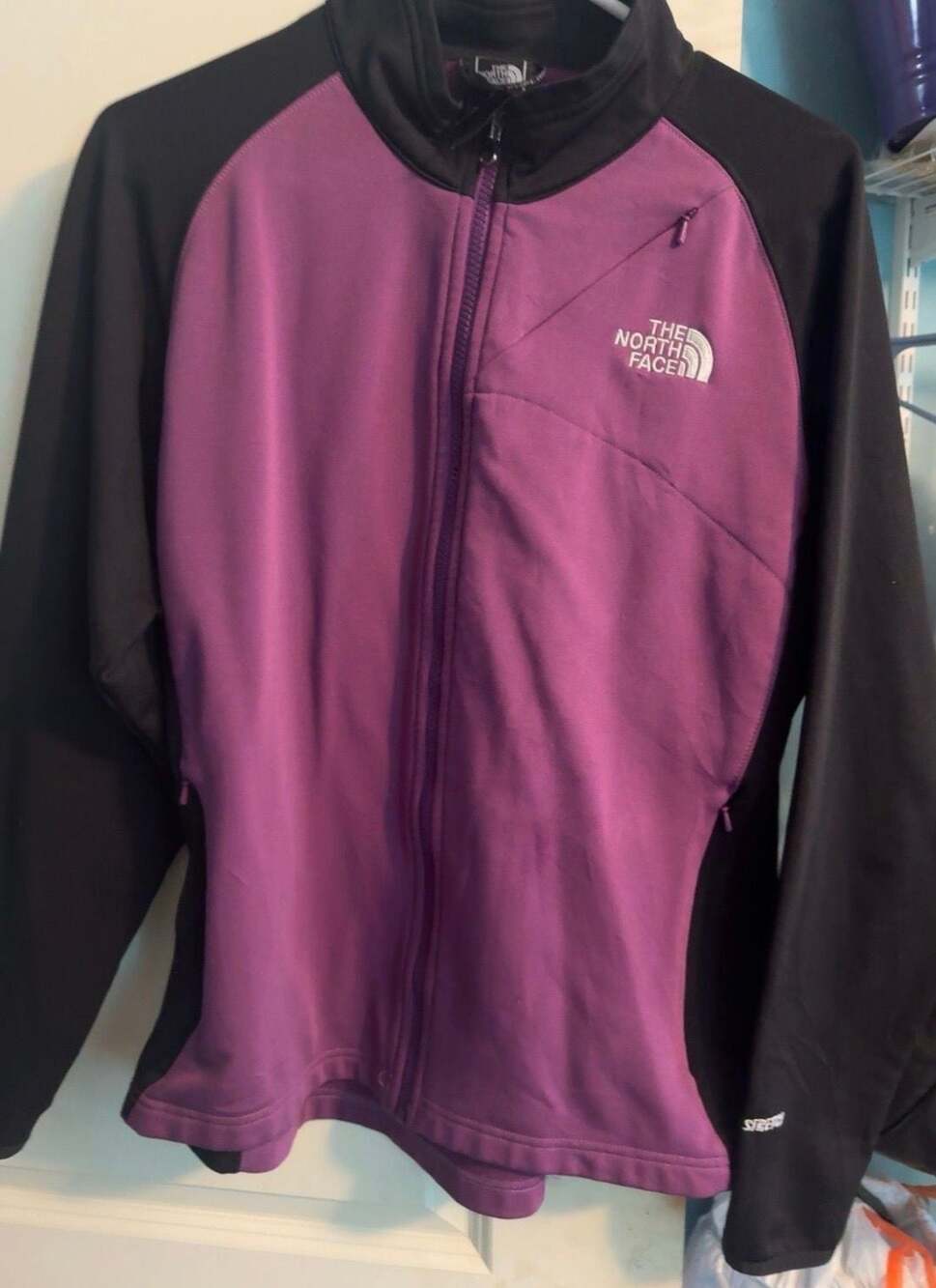 The North Face Women's TKA Stretch Full Zip Fleece Jacket Purple Large - Picture 2 of 3